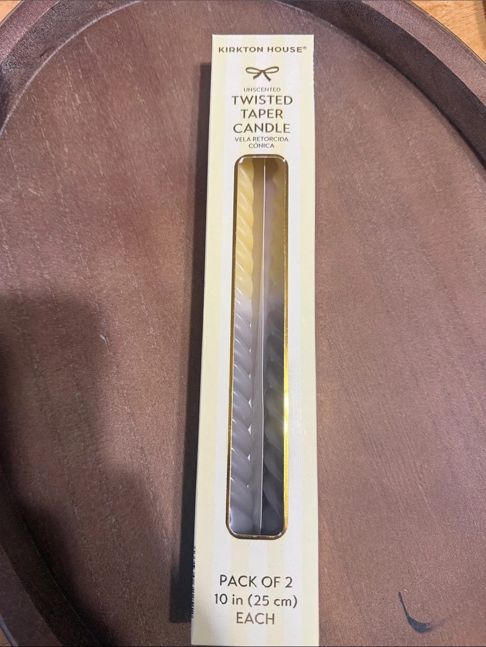 Kirkton House Yellow & White Twisted Taper Candles - Pack of 2